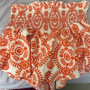 Orange Patterned Women's Shorts